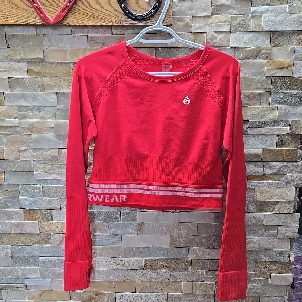 Ryderwear Red Long Sleeve Crop Top
